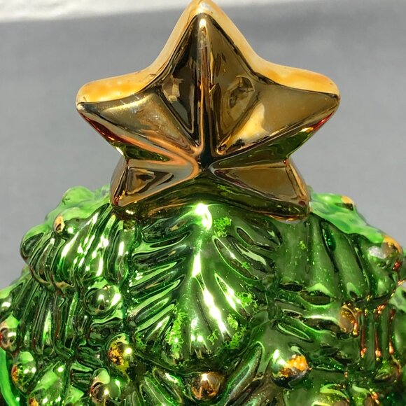 Ceramic Christmas Tree Teapot Hand Painted Metallic Glazed 1998 By Allure Home - Picture 15 of 16